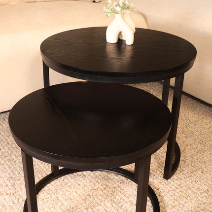 Salontafel rond 2delig zwart MDF Rutger