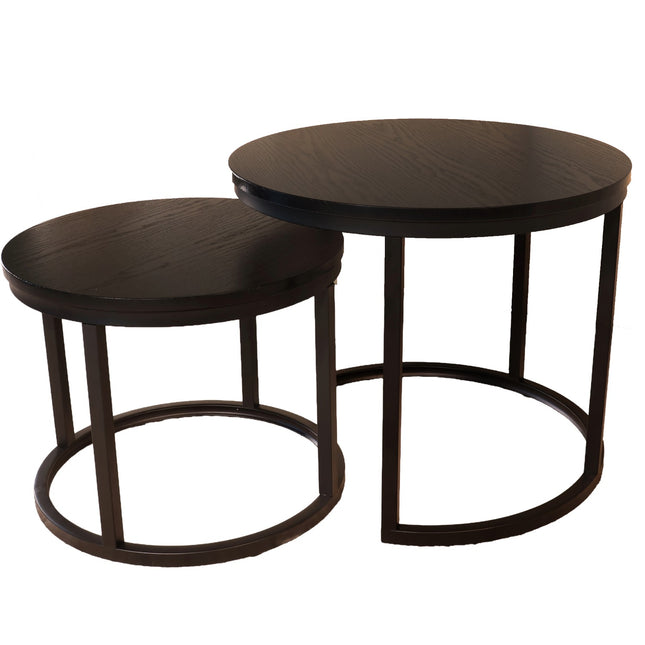 Salontafel rond 2delig zwart MDF Rutger