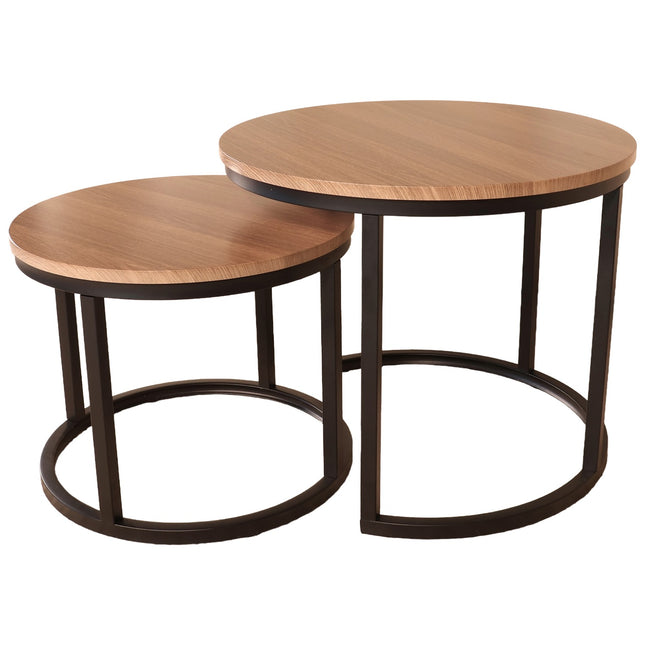 Salontafel rond 2delig bruin MDF Rutger