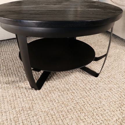 Salontafel rond zwart mangohout 70cm Tycho