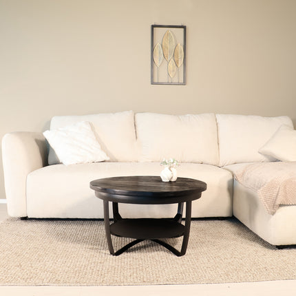 Salontafel rond zwart mangohout 70cm Tycho