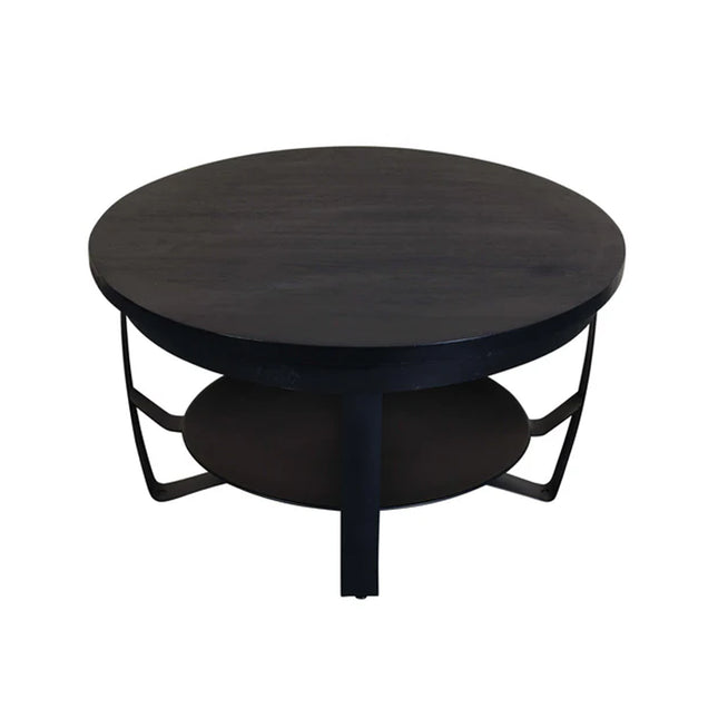Salontafel rond zwart mangohout 70cm Tycho