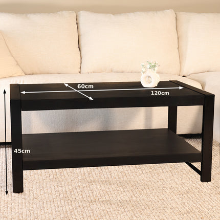 Salontafel rechthoekig zwart mangohout 120cm Lotus