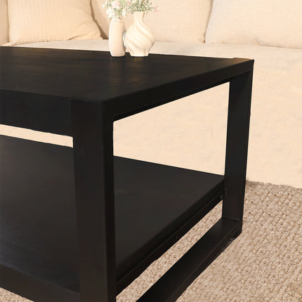 Salontafel rechthoekig zwart mangohout 100cm Lotus