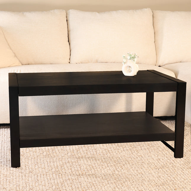 Salontafel rechthoekig zwart mangohout 100cm Lotus