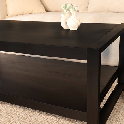 Salontafel rechthoekig zwart mangohout 120cm Lotus
