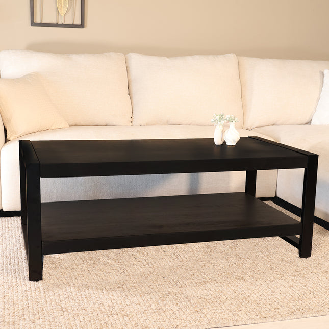 Salontafel rechthoekig zwart mangohout 120cm Lotus