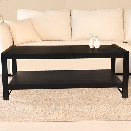 Salontafel rechthoekig zwart mangohout 120cm Lotus