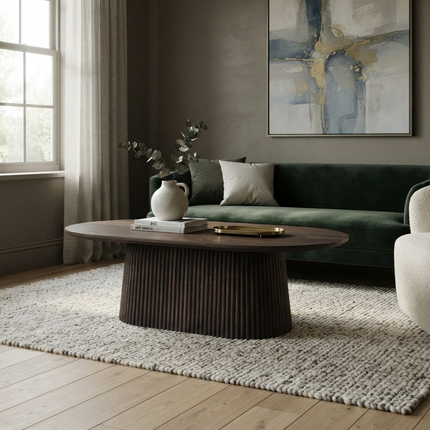 Salontafel Japandi ovaal walnoot mangohout 120cm Aura