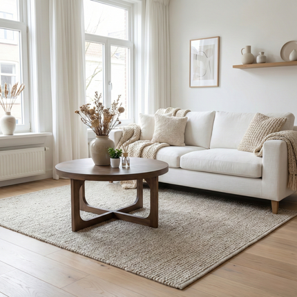 Salontafel Japandi rond 80cm walnoot mangohout Bram