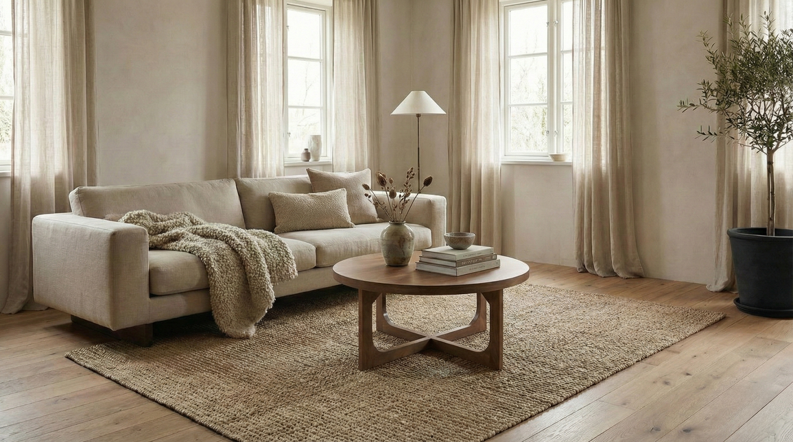 Salontafel Japandi rond 80cm bruin walnoot mangohout Bram