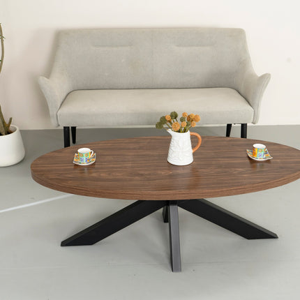Salontafel ovaal bruin melamine 120cm Denzel