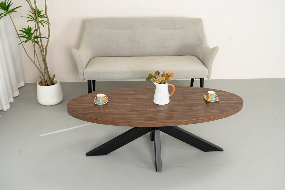 Salontafel ovaal bruin melamine 120cm Denzel