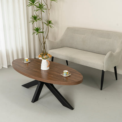 Salontafel ovaal bruin melamine 120cm Denzel