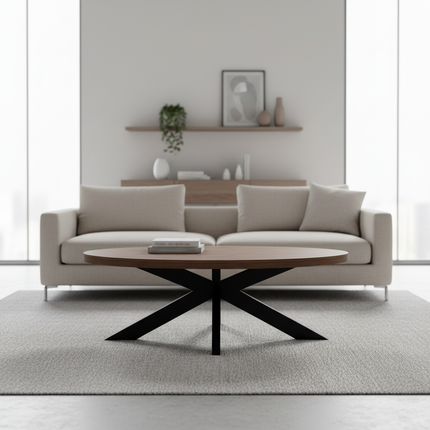 Salontafel ovaal bruin melamine 130cm Denzel