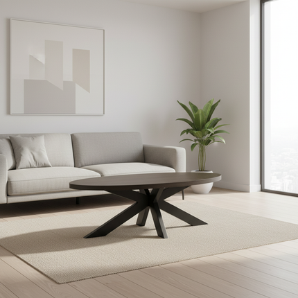 Salontafel ovaal donker walnoot melamine 130cm Denzel