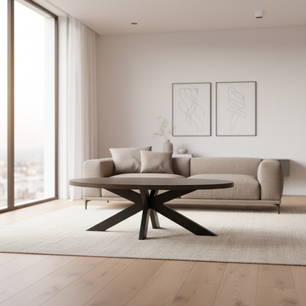 Salontafel ovaal donker walnoot melamine 130cm Denzel