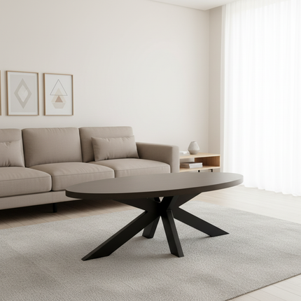 Salontafel ovaal donker walnoot melamine 130cm Denzel