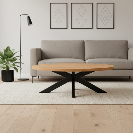 Salontafel ovaal lichtbruin melamine 130cm Denzel