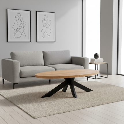 Salontafel ovaal lichtbruin melamine 130cm Denzel