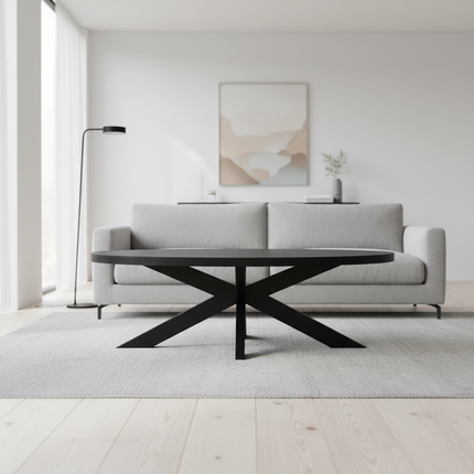 Salontafel ovaal zwart melamine 130cm Denzel