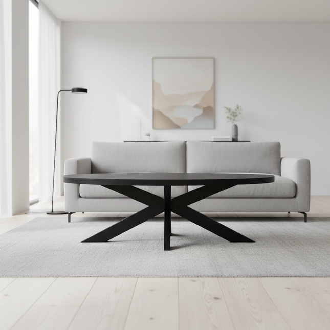 Salontafel ovaal zwart melamine 130cm Denzel