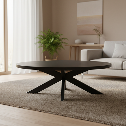 Salontafel ovaal zwart melamine 130cm Denzel