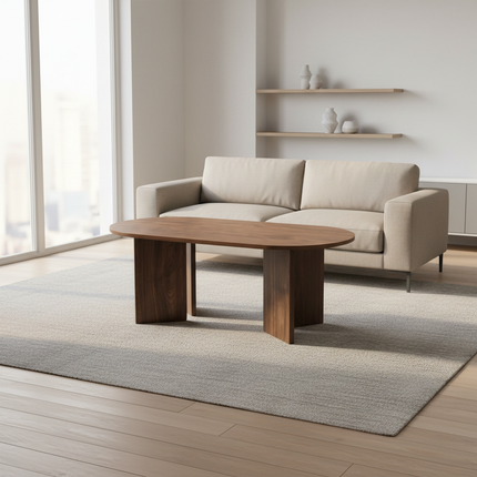 Salontafel Japandi ovaal bruin melamine 120cm Hano