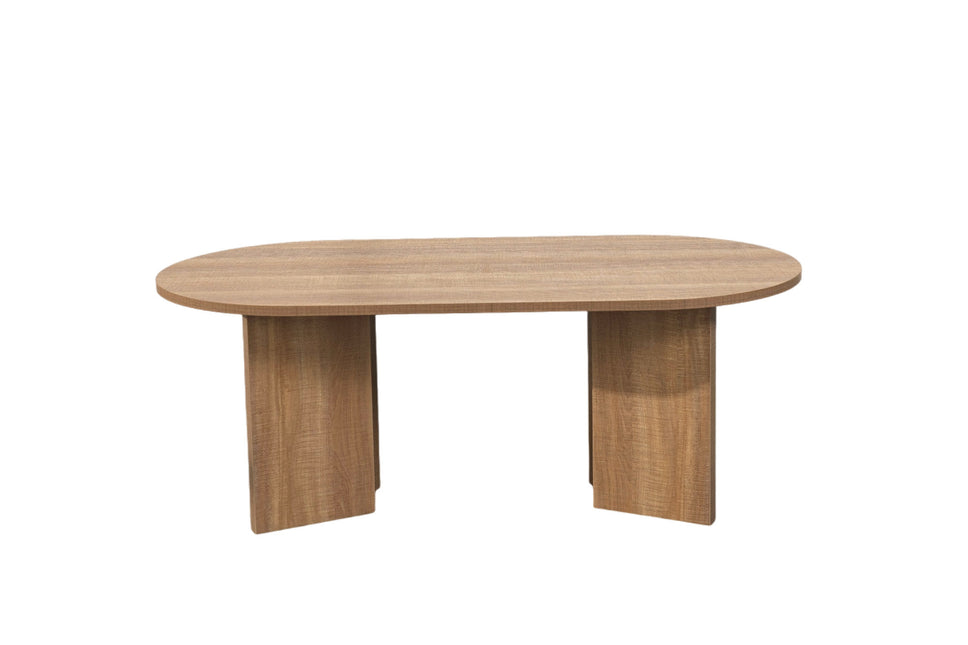 Salontafel Japandi ovaal lichtbruin melamine 120cm Hano