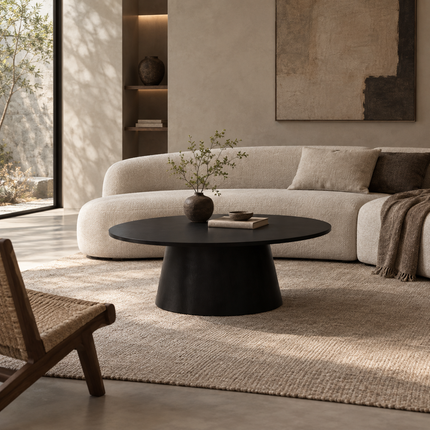 Salontafel Japandi ovaal zwart MDF 120cm Saga