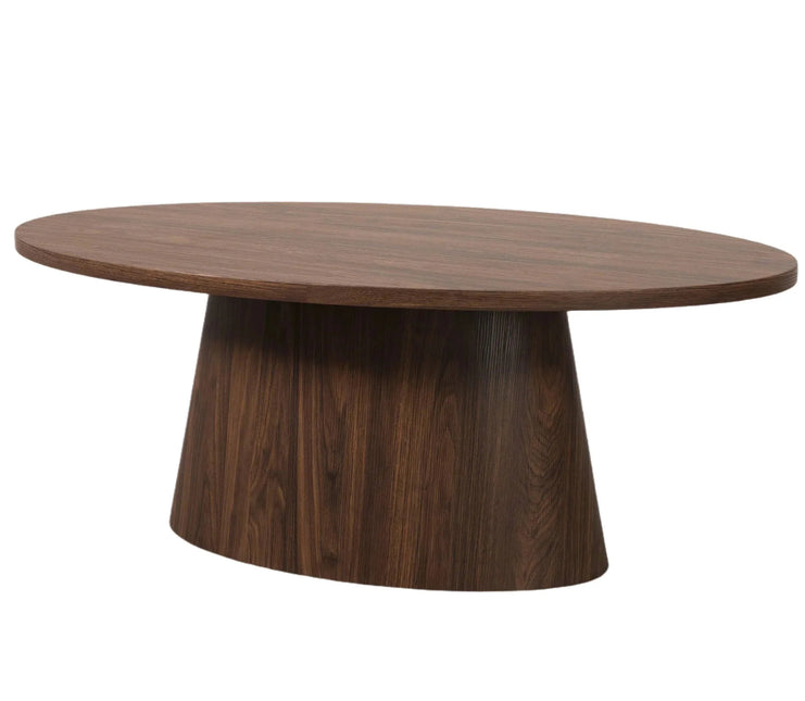 Salontafel Japandi ovaal walnoot MDF 120cm Saga