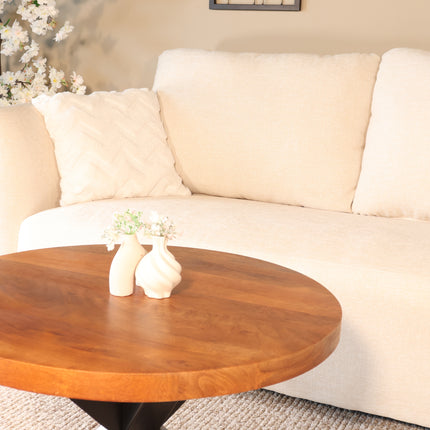Tweedekans model: Salontafel rond bruin mangohout 70cm Jesse