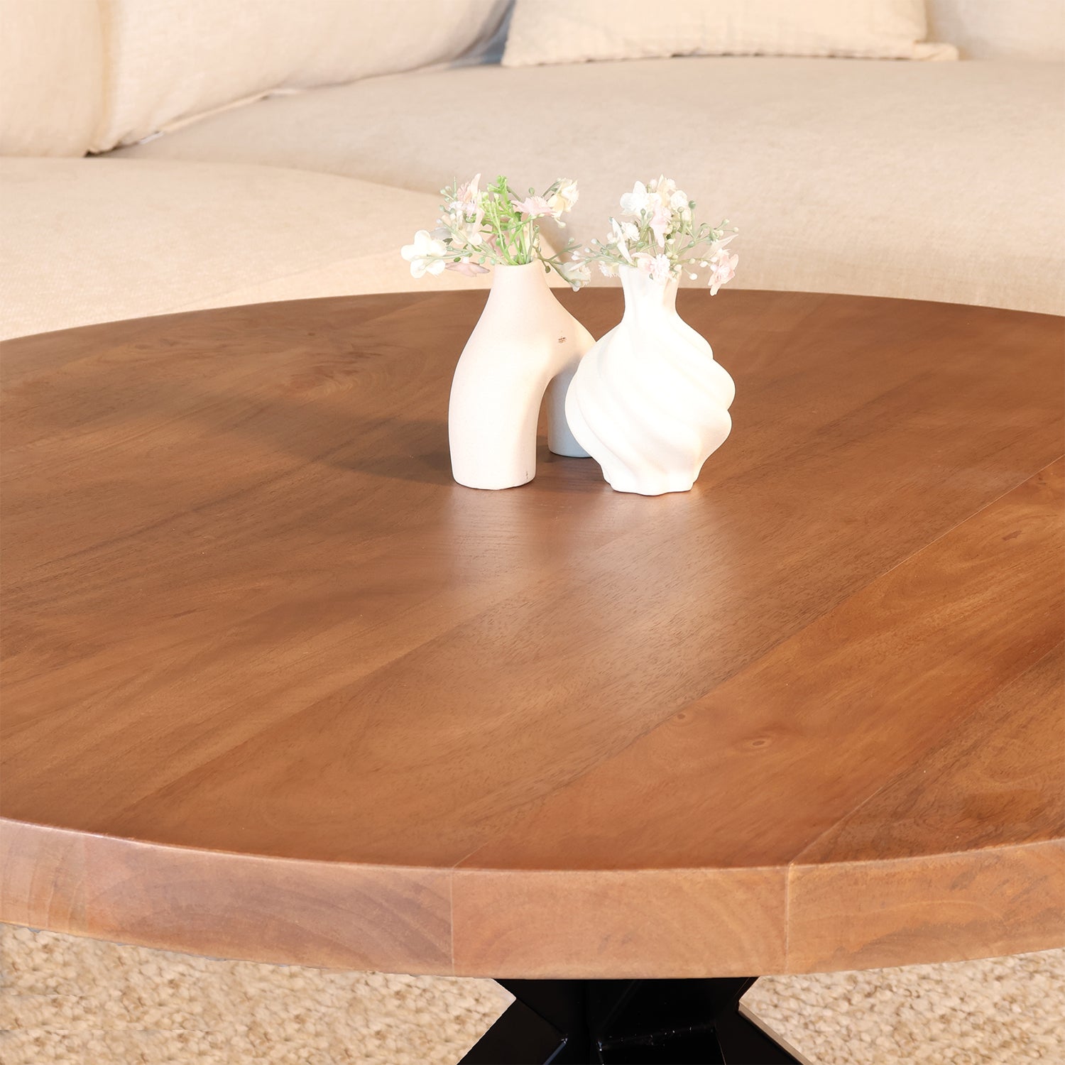 Salontafel rond bruin mangohout 90cm Jesse – AQ-Living.com