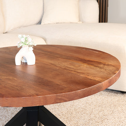 Salontafel rond walnoot mangohout 90cm Jesse