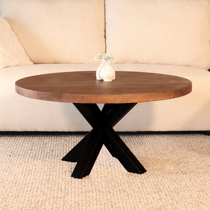Salontafel rond walnoot mangohout 90cm Jesse