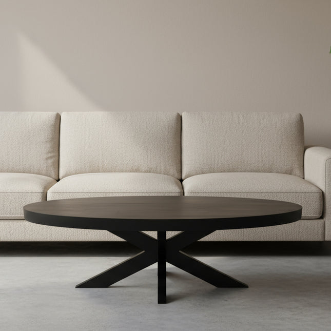 Salontafel ovaal zwart mangohout 140cm Jimmy