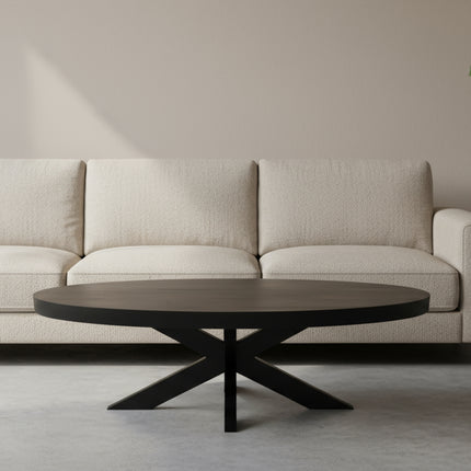 Salontafel ovaal zwart mangohout 140cm Jimmy