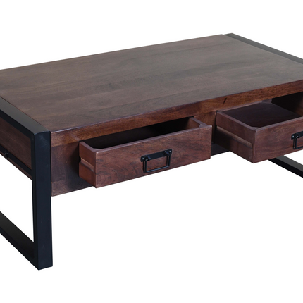 Salontafel rechthoekig met lades walnoot bruin mangohout 120cm Kai