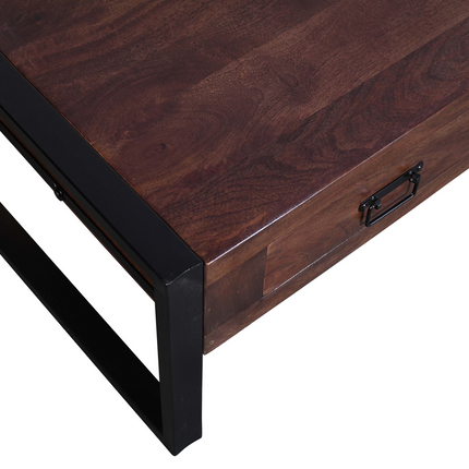 Salontafel rechthoekig met lades walnoot bruin mangohout 120cm Kai