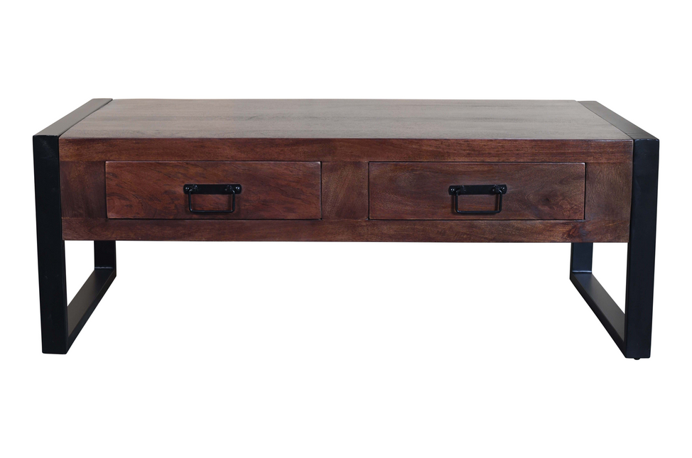 Salontafel rechthoekig met lades walnoot bruin mangohout 120cm Kai