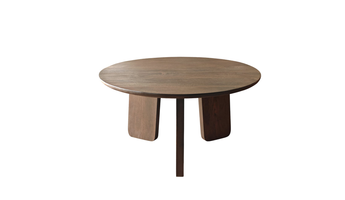 Salontafel Japandi rond 80cm bruin walnoot mangohout Kiko