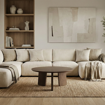 Salontafel Japandi rond 80cm bruin walnoot mangohout Kiko