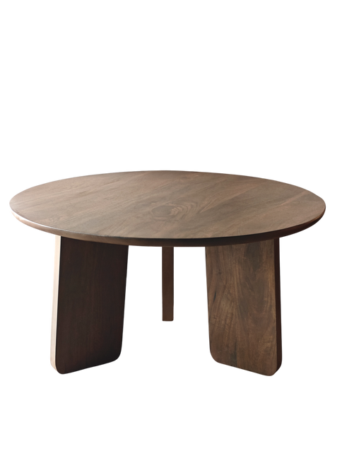 Salontafel Japandi rond 80cm bruin walnoot mangohout Kiko