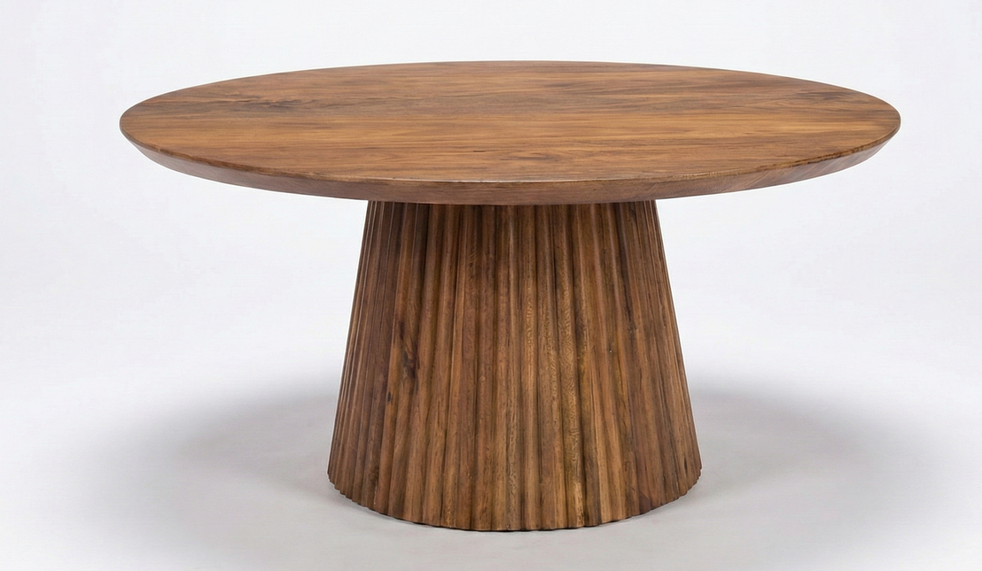 Salontafel Japandi rond bruin mangohout 80cm Kimi