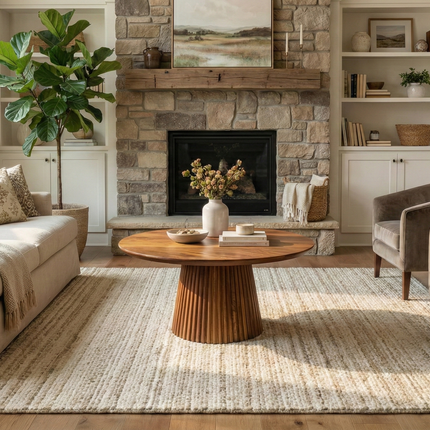 Salontafel Japandi rond bruin mangohout 80cm Kimi