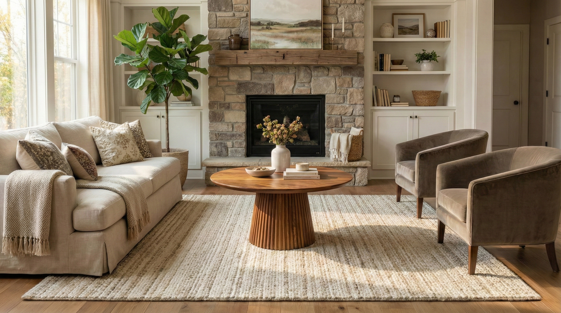 Salontafel Japandi rond bruin mangohout 80cm Kimi