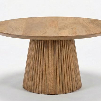 Salontafel Japandi rond lichtbruin mangohout 80cm Kimi