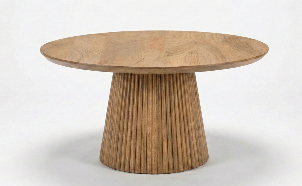 Salontafel Japandi rond lichtbruin mangohout 80cm Kimi