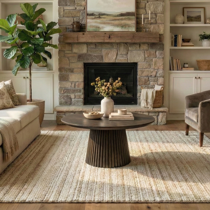 Salontafel Japandi rond walnoot mangohout 80cm Kimi