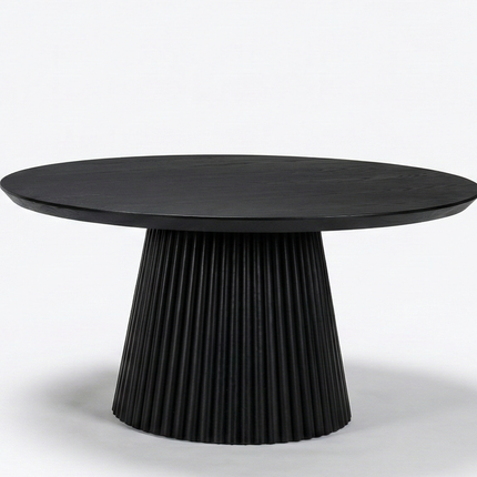 Salontafel Japandi rond zwart mangohout 80cm Kimi